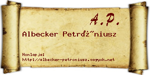 Albecker Petróniusz névjegykártya
